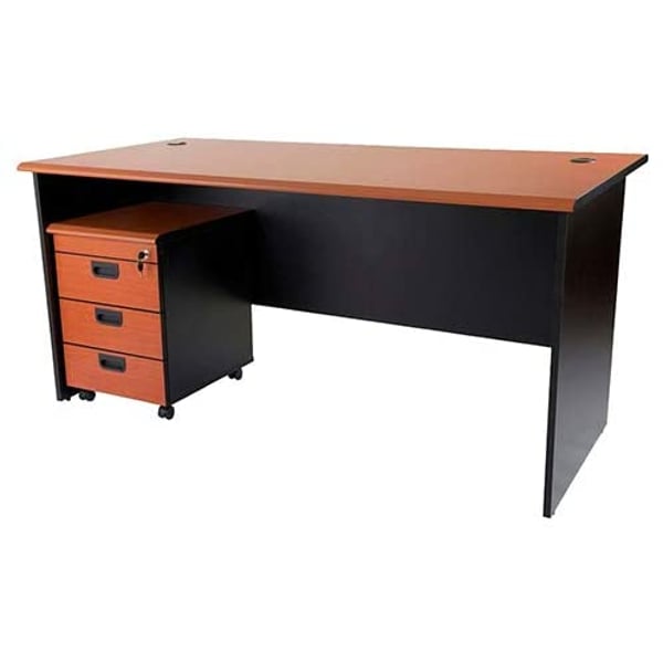 Mahmayi Grigio Office Desk With Mobile Drawers - Desk Table With 2 Grommets For Wire Management - Includes 3 Drawer Mobile Storage Unit - Round Edge Profile (120cm, Cherry Black) Mahmayi Grigio Office Desk With Mobile Drawers - Desk Table With 2 Grommets For Wire Management - Includes 3 Drawer Mobile Storage Unit - Round Edge Profile (120cm, Cherry Black)