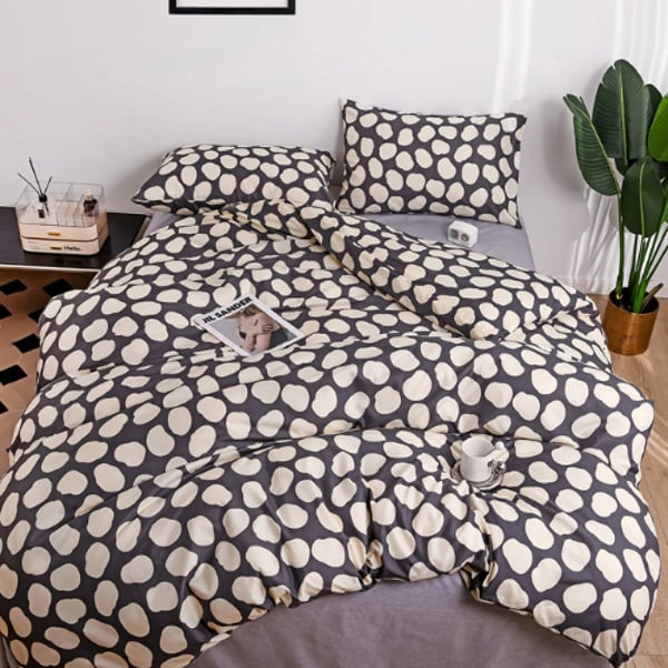 Luna Home Queen/double Size 6 Pieces Bedding Set Without Filler, Stone Design Brown Color