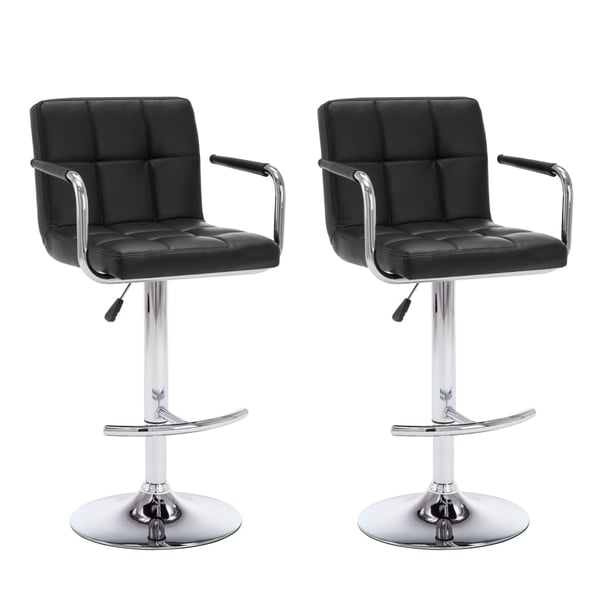 Vidaxl Bar Stools 2 Pcs Black Faux Leather