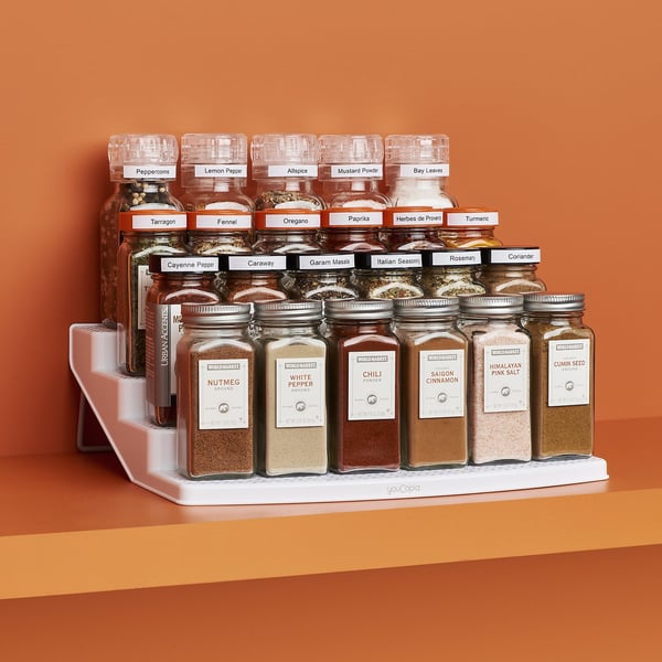 YouCopia SpiceSteps 24 Bottle Cabinet Spice Rack White