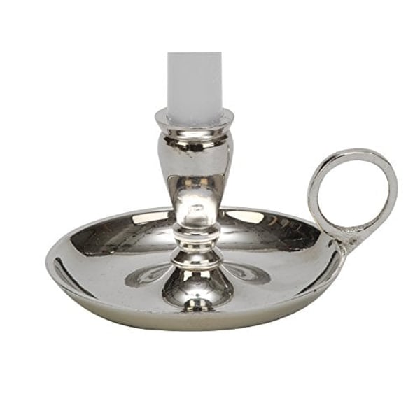 Biedermann & Sons Small Chamberstick Holders (Box Of 6), Shiny Nickel