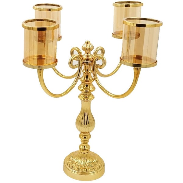 Decimus 4 Light Aluminium and Glass Abra Gold Candle Holder 33*33 cm Decimus 4 Light Aluminium and Glass Abra Gold Candle Holder 33*33 cm