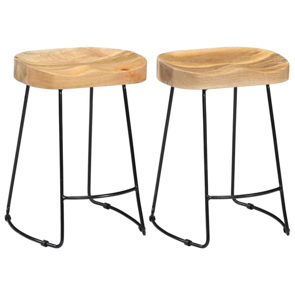 vidaXL Gavin Bar Stools 2 pcs Solid Mango Wood vidaXL Gavin Bar Stools 2 pcs Solid Mango Wood