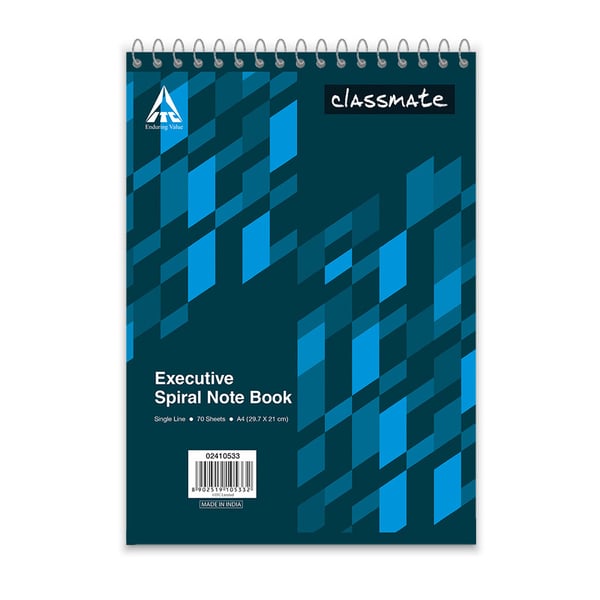 Classmate Executive Spiral Note Book 210 X 297, 56-gsm Single Line 140 Pages, Pack Of 5 Classmate Executive Spiral Note Book 210 X 297, 56-gsm Single Line 140 Pages, Pack Of 5