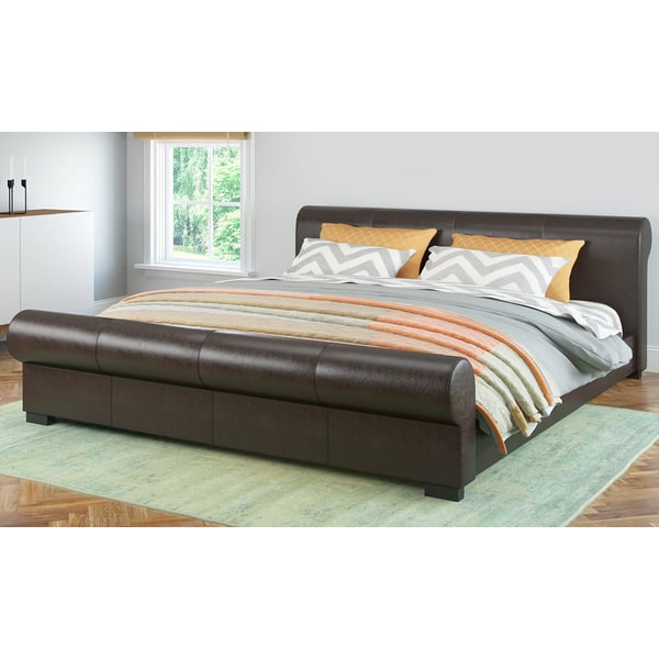 Buy Scrolled Leatherette Platform Bed Super King Espresso Online In Uae Sharaf Dg