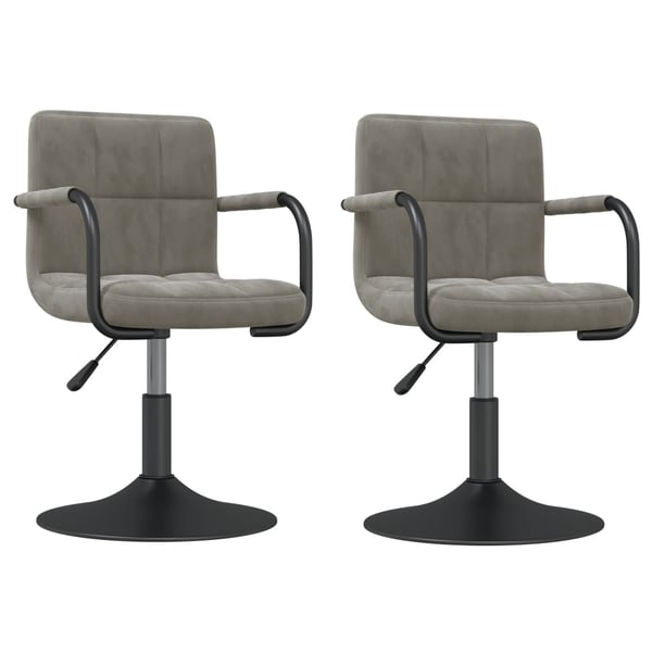 Vidaxl Swivel Dining Chairs 2 Pcs Light Grey Velvet