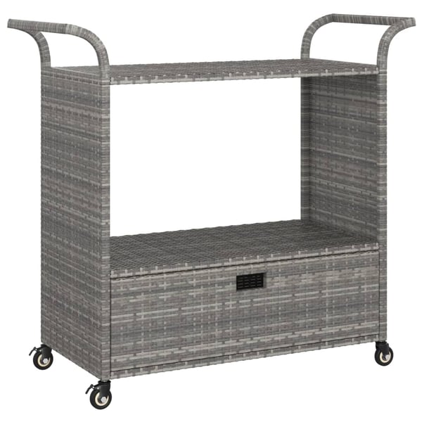 Vidaxl Bar Cart With Drawer Grey 100x45x97 Cm Poly Rattan Vidaxl Bar Cart With Drawer Grey 100x45x97 Cm Poly Rattan
