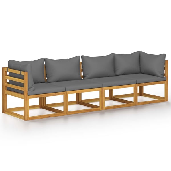 vidaXL 4 Seater Garden Sofa with Cushion Solid Acacia Wood