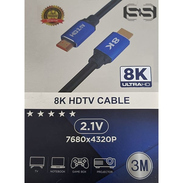 S&S 8k HDMI Cable 3m Black S&S 8k HDMI Cable 3m Black