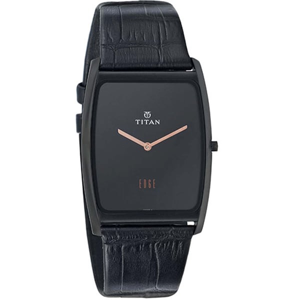TITAN 1596NL01 Mens Watch Analog Edge Collection Black Dial