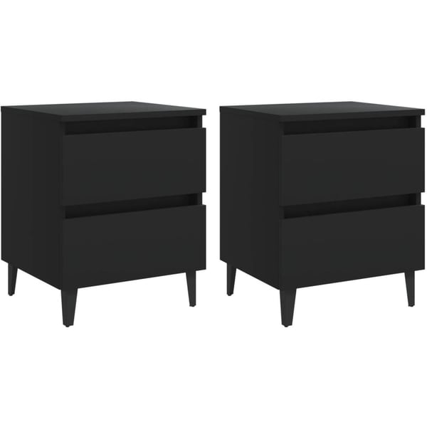 Vidaxl Bed Cabinets 2 Pcs Black 40x35x50 Cm Chipboard