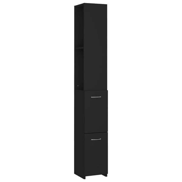 Vidaxl Bathroom Cabinet Black 25x25x170 Cm Engineered Wood