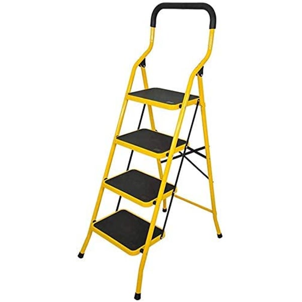4 Steps Folding Steel Wide Step Ladder 150kg Capacity, Multi Purpose Portable Step Stool For Home,kitchen, Garden, Office, Warehouse,4 Step (yellow)… 4 Steps Folding Steel Wide Step Ladder 150kg Capacity, Multi Purpose Portable Step Stool For Home,kitchen, Garden, Office, Warehouse,4 Step (yellow)…