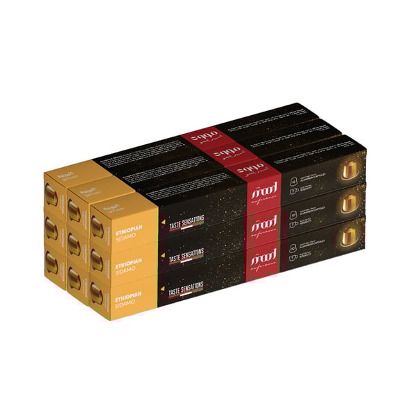 Mood Espresso Pack of 9 - 90 Coffee Capsules - Ethiopian Sidamo - Nespresso Compatible Aluminium Capsules