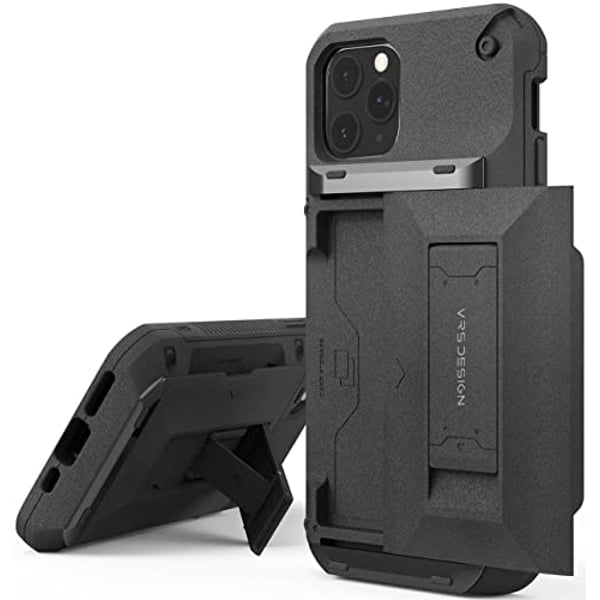 Vrs Design Damda Glide Hybrid Sandstone Designed For Iphone 11 Pro Case Cover Wallet [semi Automatic] Slider Credit Card Holder Slot [3-4 Cards] & Kickstand - Sand Stone