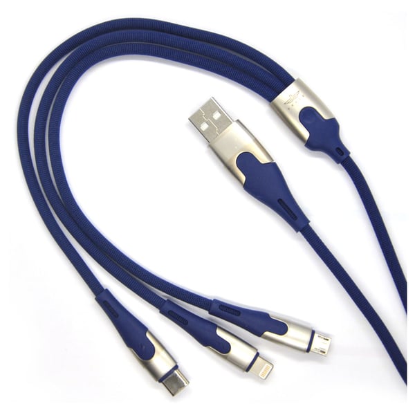 Brave Zinc 3In1 Braided Charging Cable 0.37m - Blue Brave Zinc 3In1 Braided Charging Cable 0.37m - Blue