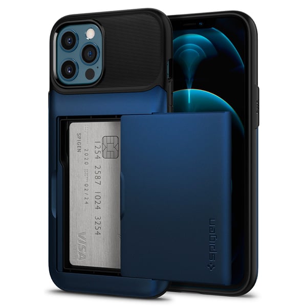 Spigen Slim Armor Wallet designed for iPhone 12 Pro MAX case cover - Navy Blue Spigen Slim Armor Wallet designed for iPhone 12 Pro MAX case cover - Navy Blue