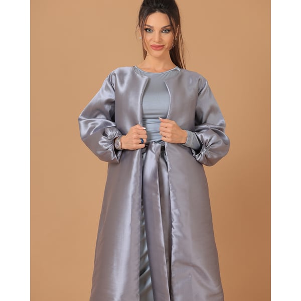 Silver Grey Twisted Sleeves Abaya