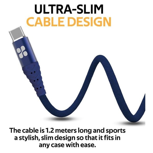 Promate USB-A To USB-C Cable 1.2m Blue