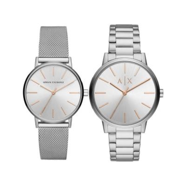 Buy Armani Exchange Cayde Silver Stainless Steel Unisex Watch Set AX7112  Online in UAE | Sharaf DG