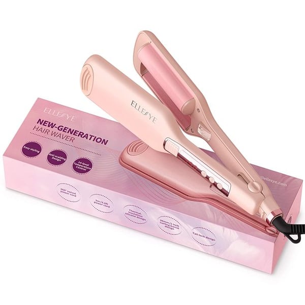 Ellesye Hair Curling Iron/crimpers And Wavers 14 Adjustable Instant Temp - Digital Lcd Display Pink