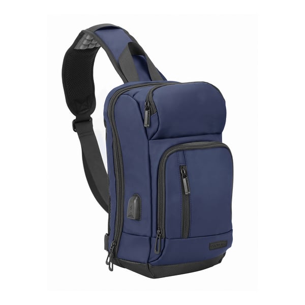 Promate 13 Inch Sling Laptop Backpack with USB Charging Port and Secure Pockets, TrekPack-SB Black