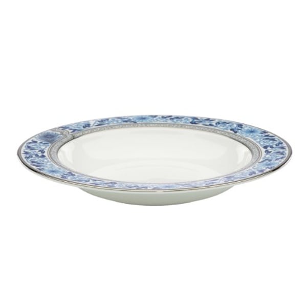 Lenox Marchesa Couture Pasta/Rim Soup Bowl, Sapphire Plume, White -