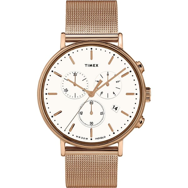 Timex TW2T37200 Fairfield Chrono Quartz Rose Gold Mesh Watch Women