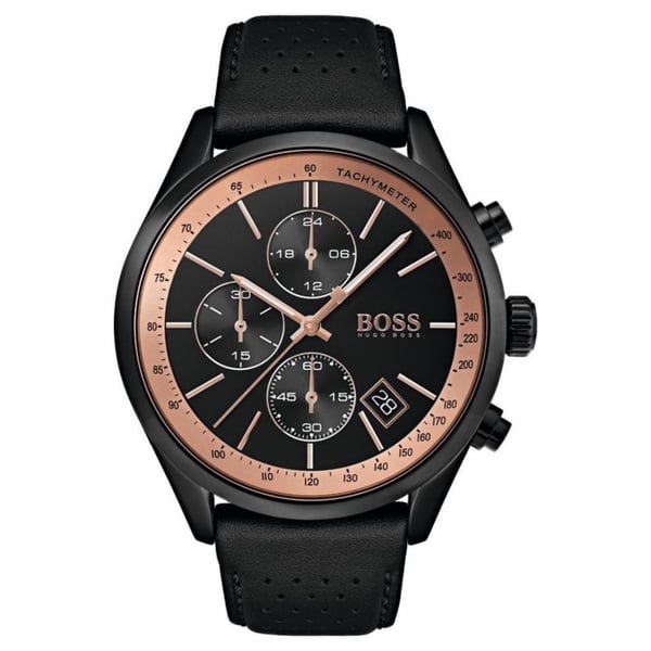 Hugo Boss Grand Watch For Men with Black Leather Strap