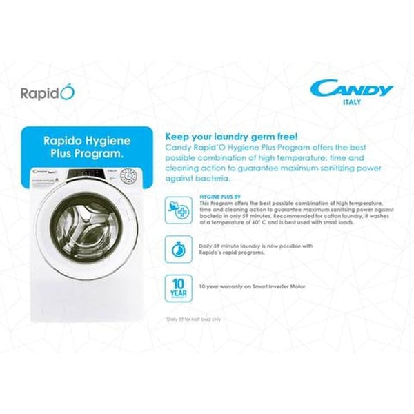 Candy Front Load Washer 10 KG RO16106DWHC7G-80