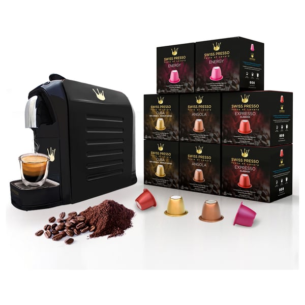 Swisspresso Espresso Machine Black with 80 Capsule 1BCM80