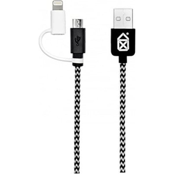 Case Scenario CSCSCAB2UL02 Fabric 2in1 Fabric Micro USB/ Lightning Cable 1.20m Black/White Case Scenario CSCSCAB2UL02 Fabric 2in1 Fabric Micro USB/ Lightning Cable 1.20m Black/White