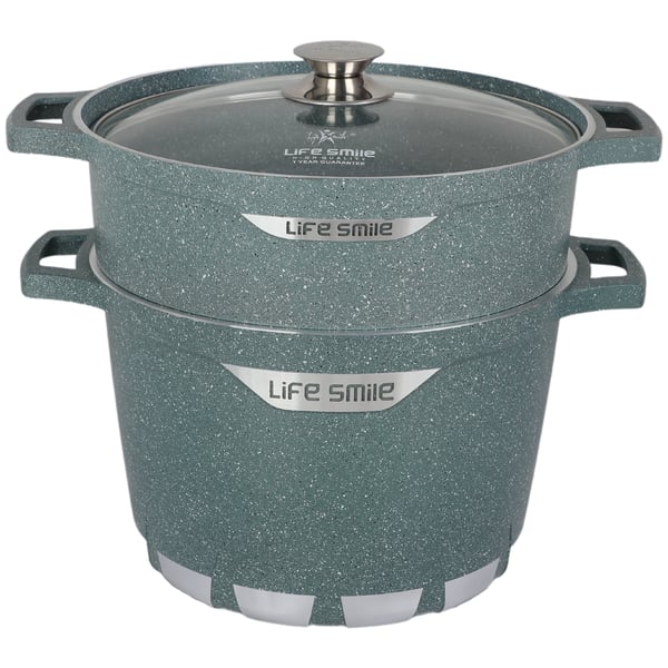 Life Smile 28cm Granite Coating Steam Pot + Stock Pot