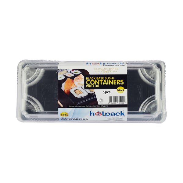 Hotpack Black Sushi Container 220 X 60 X 21 Mm Base With Lid (sc06b) 5 Pieces Hotpack Black Sushi Container 220 X 60 X 21 Mm Base With Lid (sc06b) 5 Pieces