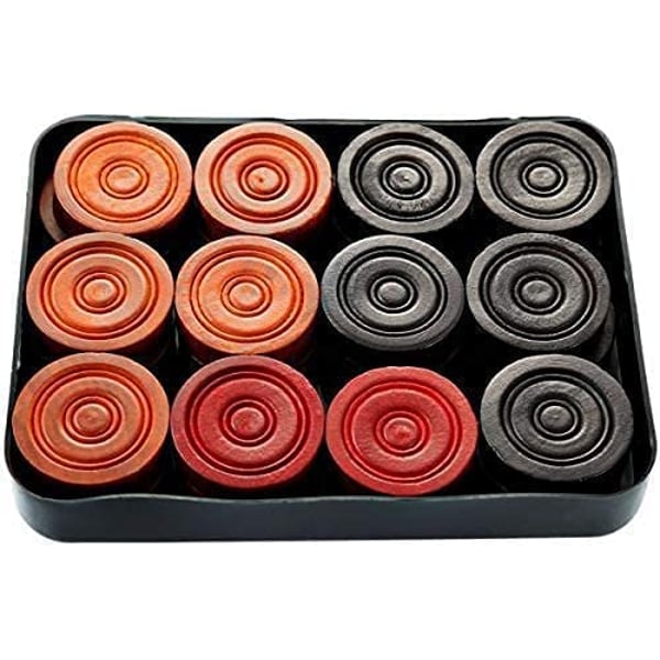ULTIMAX Professional Carrom Wooden Game Coins And Striker Set,Standard Size Carrom Tournament Striker Wooden Checkers- 24 Pieces With Cover Case + 1 Striker With Striker Case