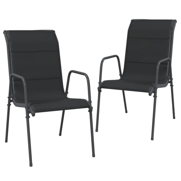 vidaXL Garden Chairs 2 pcs Steel and Textilene Black vidaXL Garden Chairs 2 pcs Steel and Textilene Black