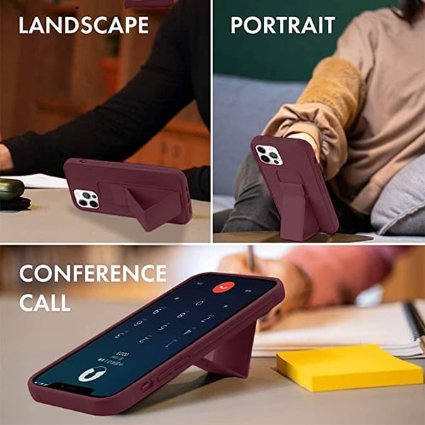 Margoun case for iPhone 14 Pro Max with Hand Grip Foldable Magnetic Kickstand Wrist Strap Finger Grip Cover 6.7 inch Maroon