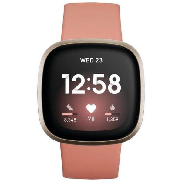Fitbit FB511GLPK Versa 3 Fitness Smartwatch Pink Clay/Soft Gold