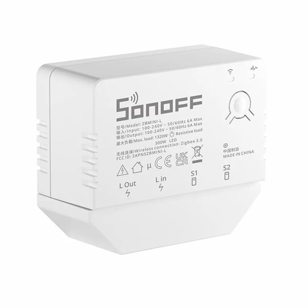 Sonoff ZBMINI-L 1 Gang Zigbee Smart Switch No Neutral Wire Required 2Way Control App/Voice White