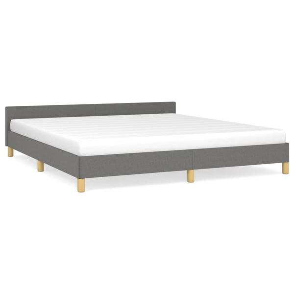 vidaXL Bed Frame with Headboard Dark Grey 180x200 cm 6FT Super King Fabric vidaXL Bed Frame with Headboard Dark Grey 180x200 cm 6FT Super King Fabric