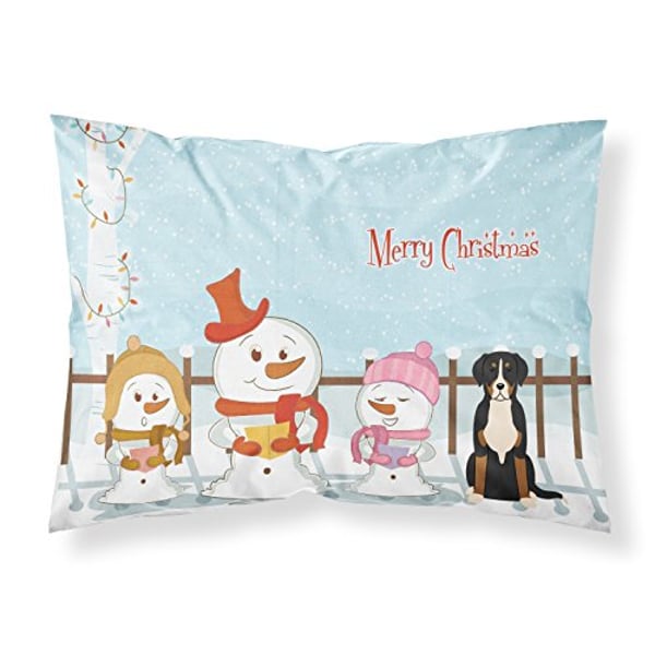 Caroline's Treasures Bb2368Pillowcase Merry Christmas Carolers Greater Swiss Mountain Dog Fabric Standard Pillowcase, Standard, Multicolor