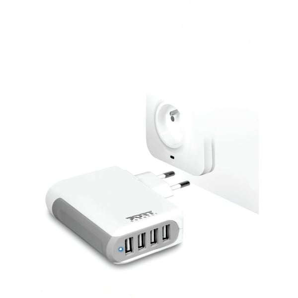 Port 4 USB Wall Charger White Port 4 USB Wall Charger White