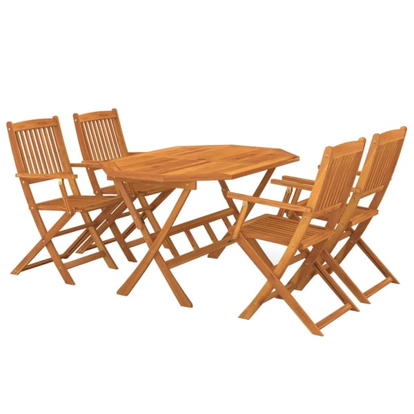 vidaXL 5 Piece Garden Dining Set Solid Acacia Wood vidaXL 5 Piece Garden Dining Set Solid Acacia Wood