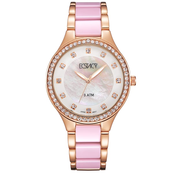 ECSTACY Women's Analog White MOP Dial Watch - E9511-KCPM