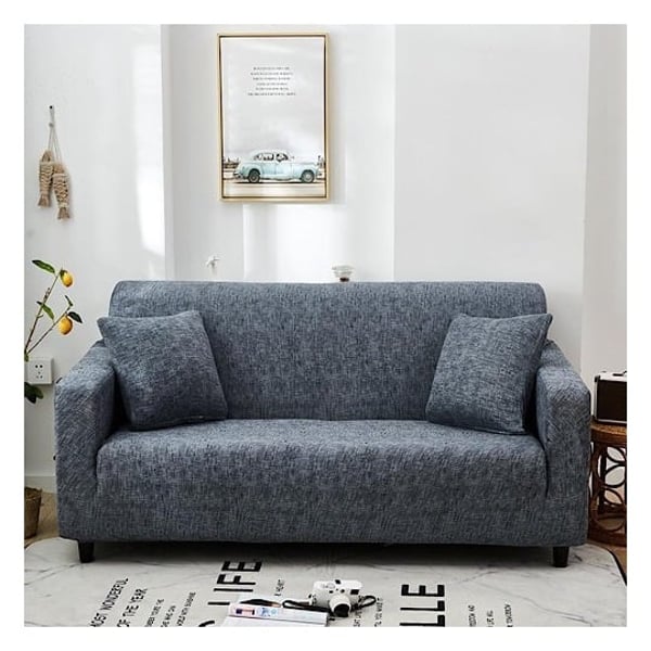 Stretchable Sofa Cover Three Seater Grey Design Fits Size between 190-230cm