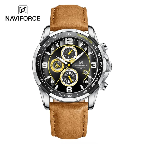 Naviforce NF8020L-TANYELLOW-Genuine Leather Belt Chronograph Edition