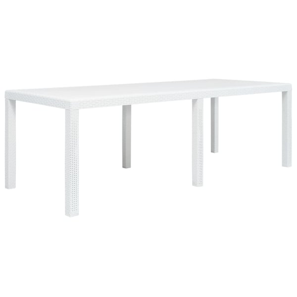 vidaXL Garden Table White 220x90x72 cm Plastic Rattan Look