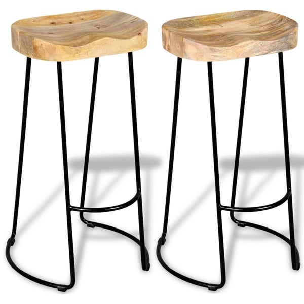 vidaXL Bar Stools 2 pcs Solid Mango Wood vidaXL Bar Stools 2 pcs Solid Mango Wood