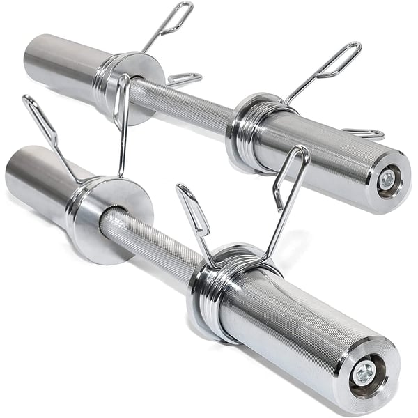 ULTIMAX 2Pcs Set Of Olympic Dumbbell Bar 2 Inch Olympic Dumbbell Handle - Solid Dumbbell Weight Lifting Bars with Rotating Sleeves and Spring Collars (Pair, Chrome)
