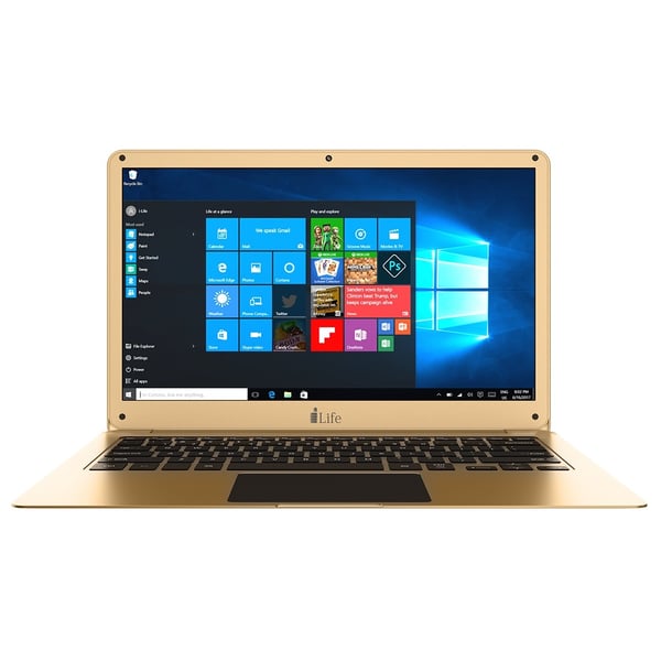 i-Life ZedAir 2G Laptop - Celeron 1.1GHz 3GB 32GB Shared Win10 14inch HD Gold English/Arabic Keyboard